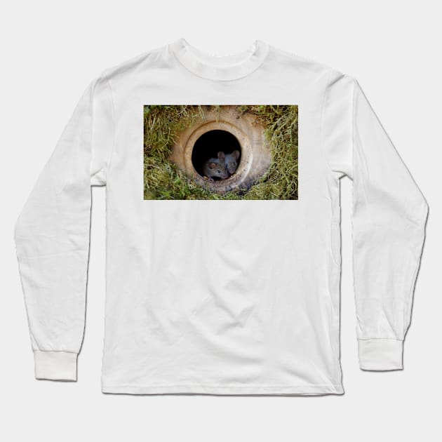 Two baby mice in the log pile Long Sleeve T-Shirt by Simon-dell